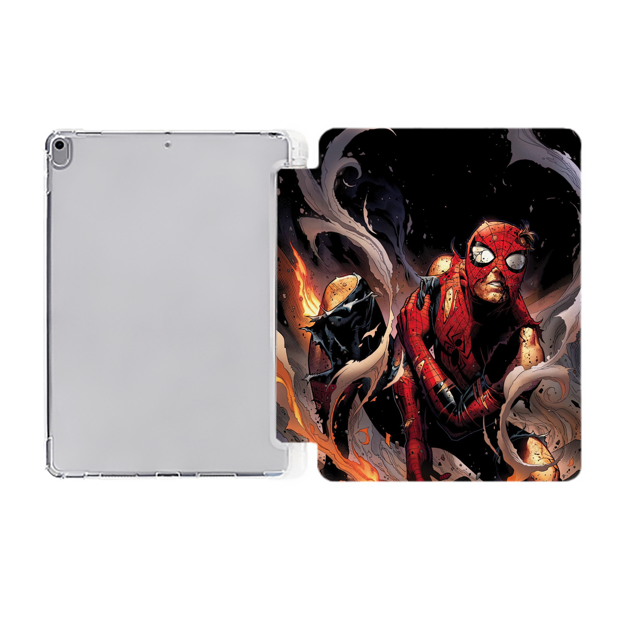 （画像用） Spider Man スパイダーマン IPad ケース ペン収納付き 三つ折りスタンド PUレザー×シリコン 対応機種9.5/10.5/10.9インチ